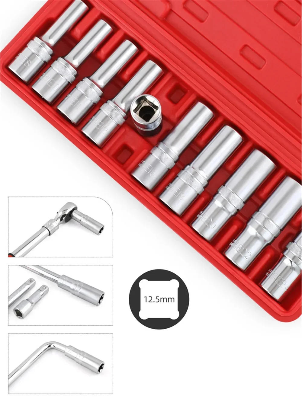 Description Picture 3 of item1/2" 3/8" 1/4" Drive E4-E24 Repair Tool Socket Wrench Head Sleeve 9/10/14/17Pcs E Bit Sockets Set Hand Tool Kit Torx Star Female