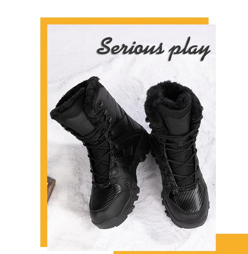 Description Picture 5 of itemNew Winter Casual Boot Waterproof Warm Plush Snow Boots Men Women Trekking Non-slip Hiking Shoes Botas Hombre Men Boots