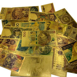 10pcs More designs 10-1000 PLN Colored Gold Foil Banknote Poland Souvenir Banknotes Zloty Banknote in 24K Gold Plated For Collec