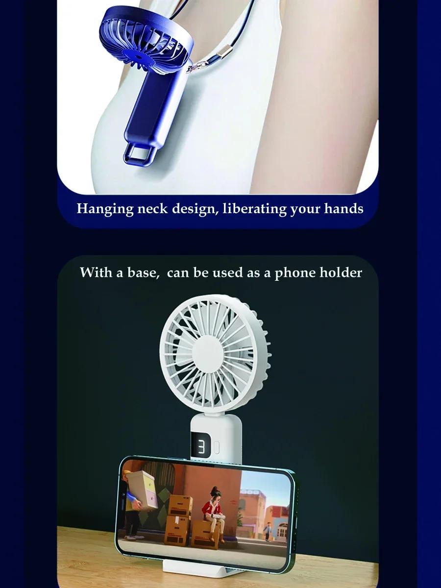 Description Picture 5 of item2024 New Arrival Wind Cooling Hand Mini Usb Fan Portable 5 Speed Personal Pocket Rechargeable Handheld with Hook