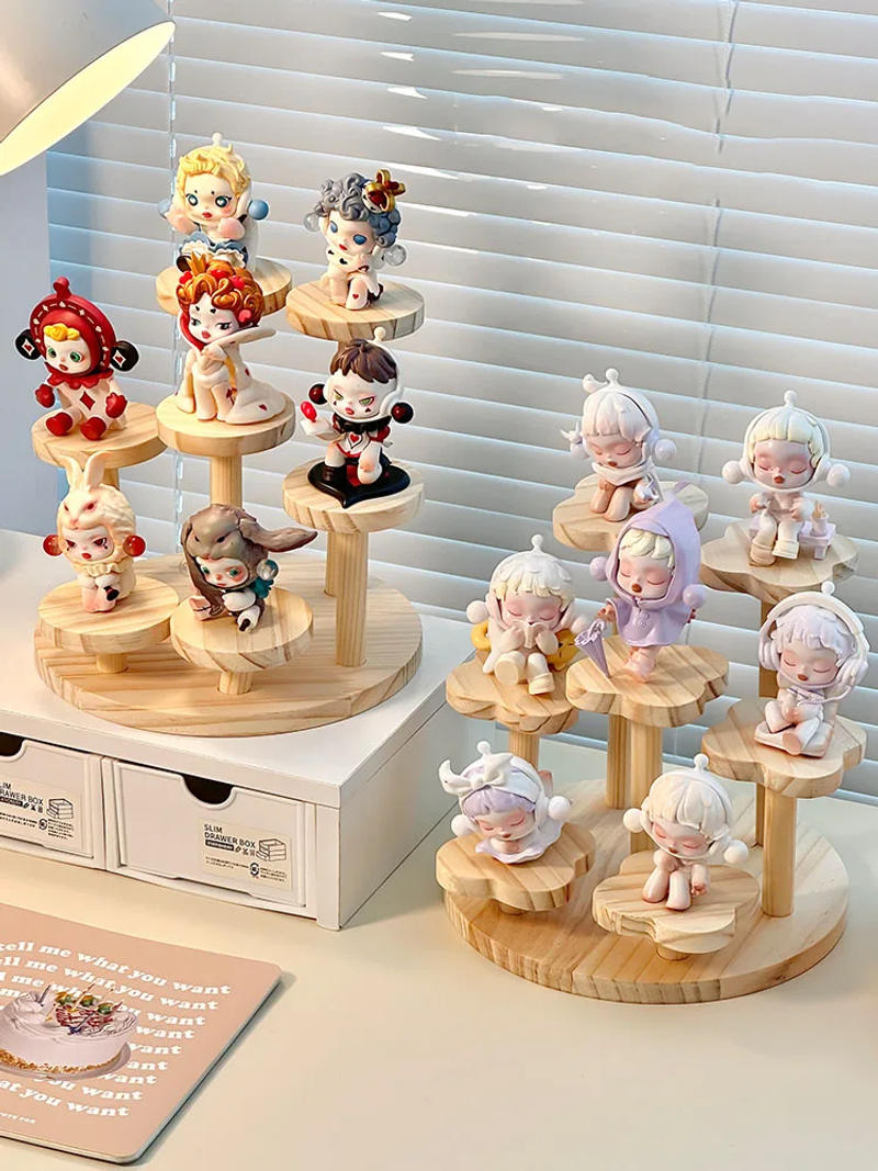 Description Picture 3 of itemWooden Display Riser Stand Organizer Shelf Stand for Toys and Dolls Figure Display Cabinet Cute Dolls Storage Rack Decoration