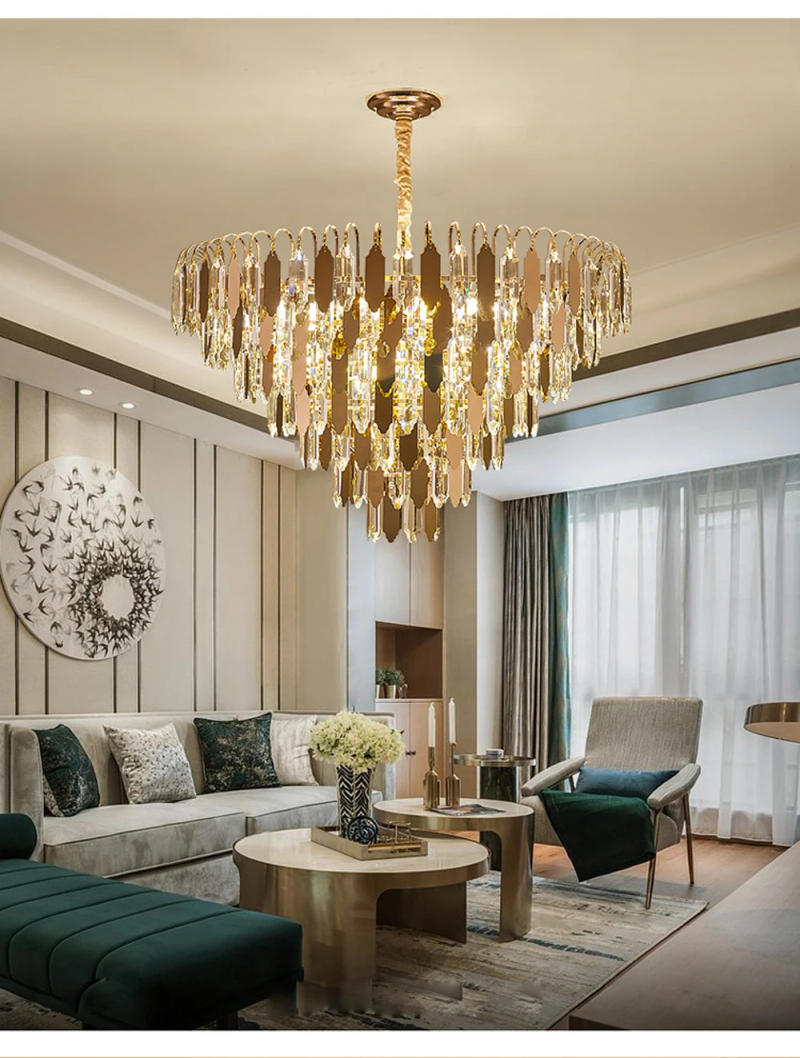 Description Picture 2 of itemLED Gold Chrome Crystal 2024 Chandelier Hanging Lamps Lustre Suspension Luminaire Lampen For Dinning Room Kitchen Island