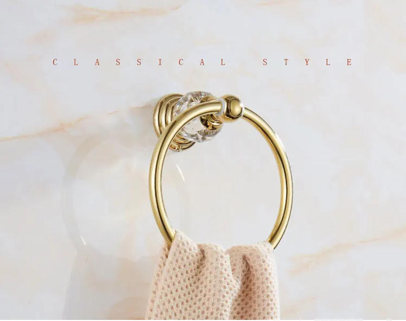 Description Picture 3 of itemEuropean-style Gold Crystal Towel Ring Round towel rack towel hanging circle Bathroom towel rack hanging GLY30