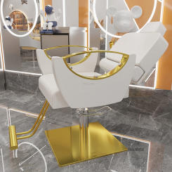 Stainless Steel Professional Beauty Salon Chair Luxury Gold Barber Chairs Modern Salon Furniture Lift Swivel Hairdressing Chair