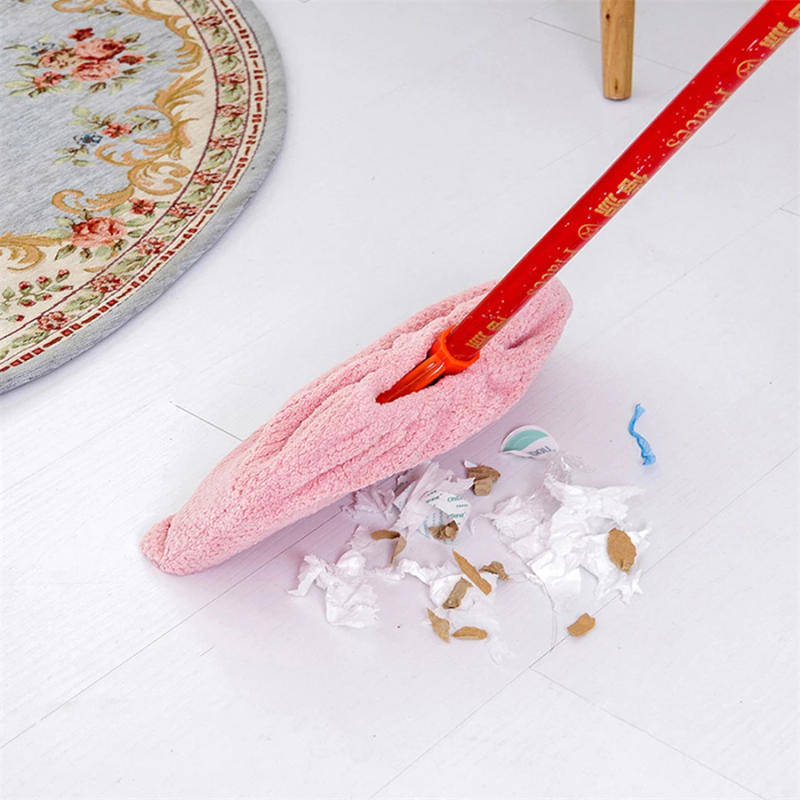 Description Picture 4 of item1pc Multi Function Coral Velvet Broom Cover Cloth Floor Mop with Reusable Microfiber Absorbent Mop Household Cleaning Accessorie