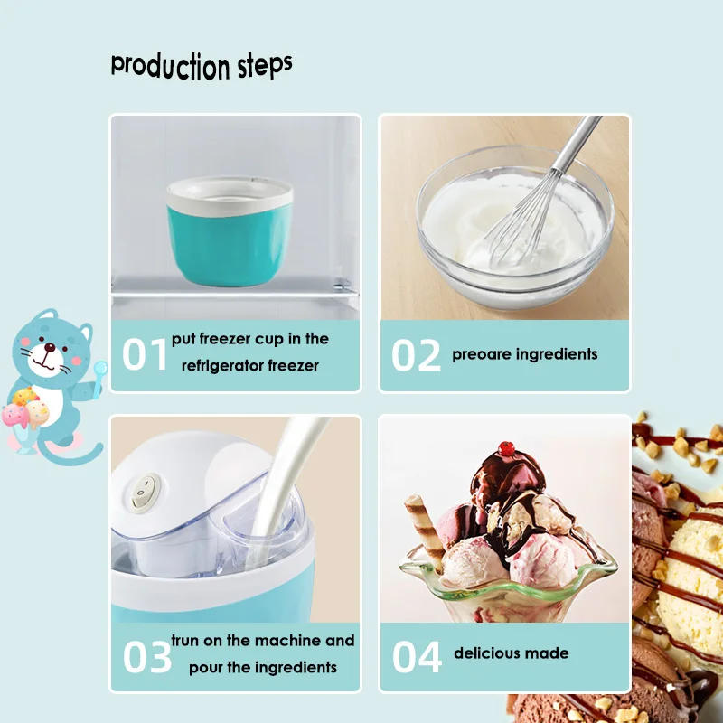 Description Picture 3 of item220V Portable Electric Ice Cream Maker DIY Ice Cream Machine Frozen Yogurt Smoothie Milkshake Machine 500ml