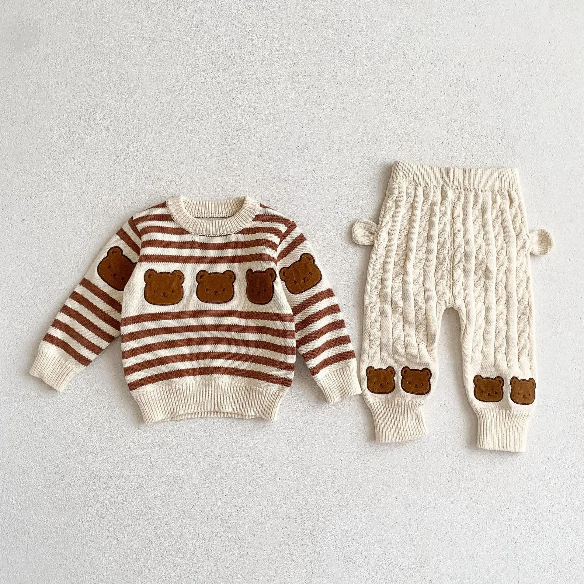 Description Picture 3 of itemWinter Autumn Baby Clothes Set Infant Boy Girl Bear Sweater + Knit Pants Two Piece Suit Kids Knitwear Outfits Toddler Clothes