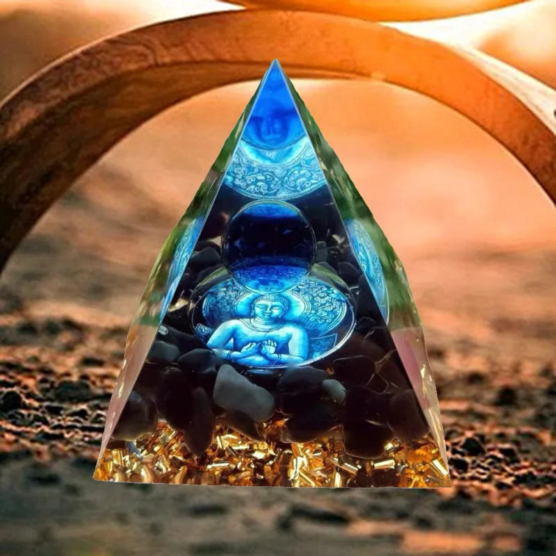 Description Picture 6 of itemOrgonite Pyramid Crystals Natural Stone Orgone Energy Generator Healing Reiki Chakra Meditation Ornaments Crafts Office Decor