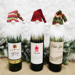 2/1Pcs Christmas Wine Bottle Cover Cute Gnome Faceless Doll Champagne Bottle Cover Dressing Up Xmas New Year Dinner Decoration