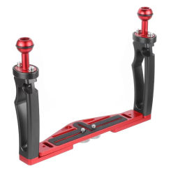 Dual Handle Tray Stabilizer 1" Ball Head Flash Light Holder for GoPro 13 DSLR Camera Phone Diving Waterproof housing Case Stand