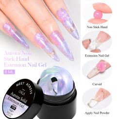 8ml Aurora Non Stick Hand Extension Nail Gel Polish Purple Dream Color Extension Gel Rhinestone Glue Gel Nail Art For Manicure
