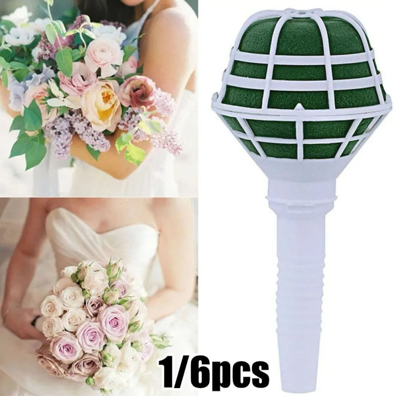 Description Picture 4 of item1/6Pcs 18cm Bridal Wedding Flower Decoration Bouquet Foam Holder Green DIY Floral Handle Base Bracket Supply Party DIY Supplies