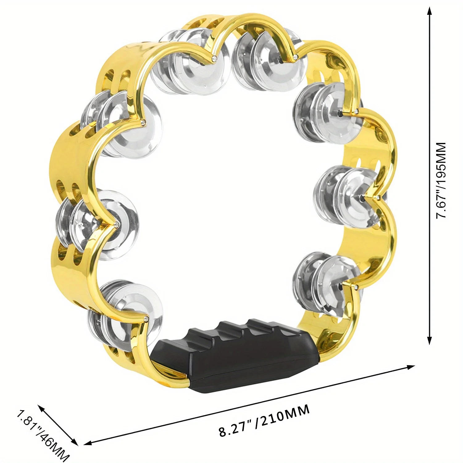 Description Picture 3 of itemAdult Plated Metal ABS Tambourine Music Rhythm Instrument Handheld Percussion Drum Party Church Wedding Performance Concert