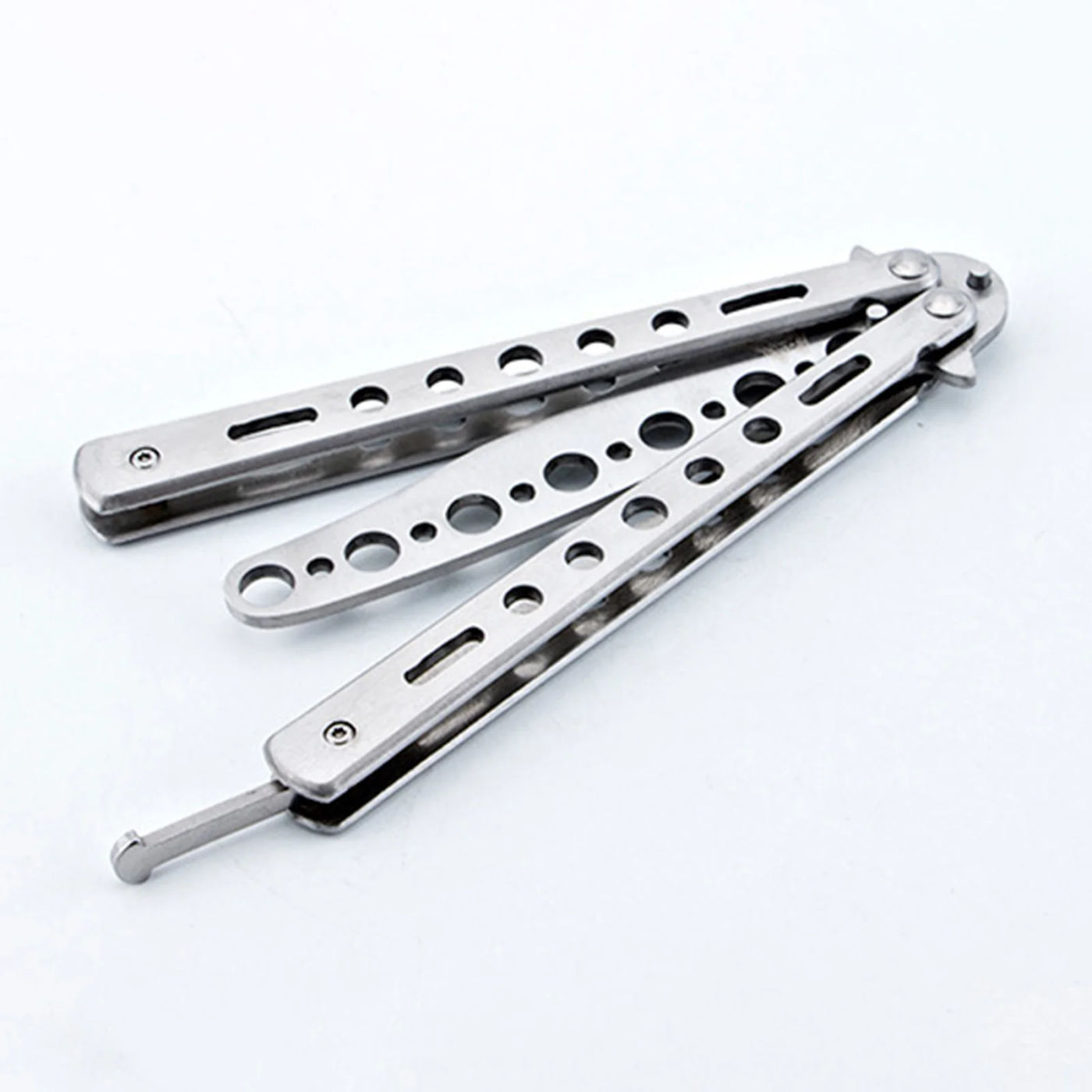 Description Picture 3 of itemMartial Arts Practice Knife Portable Steel Metal Folding Butterfly Knife for Practicing Flipping Tricks