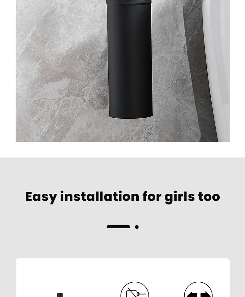 Description Picture 4 of itemStainless Steel Bathroom Toilet Brush Holder Accessories Black Toilet Brush Wall Mounted WC Cleaner Brush FR07