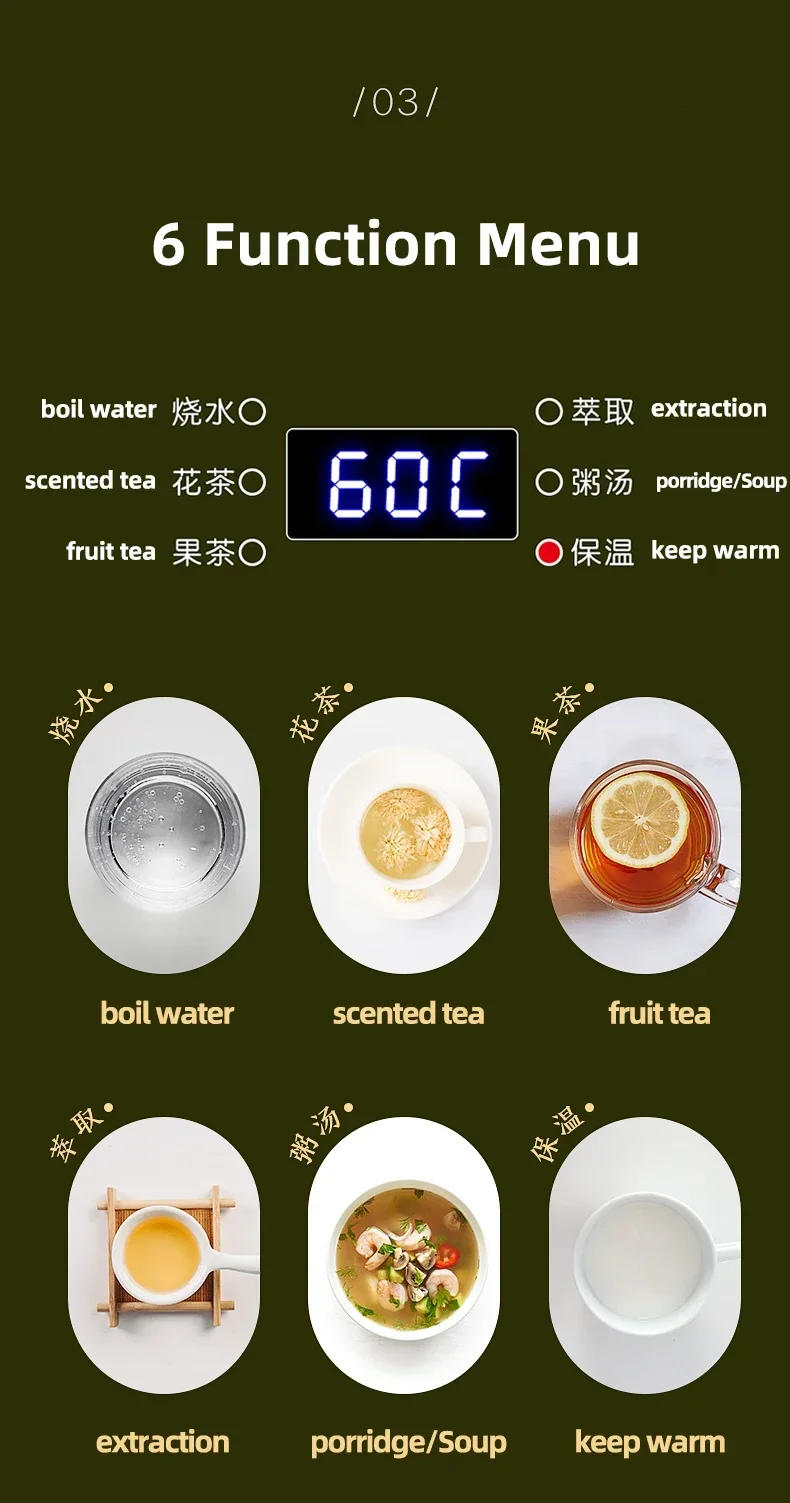 Description Picture 6 of item220V Electric Kettle Automatic Steam Spray Teapot with Filter Multifunction Glass Health Pot Thermo Pot Home Boil Water Kettle