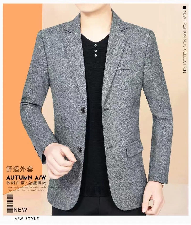 Description Picture 3 of item2024 New Style of Suit High-quality Male Middle-aged Fashion Handsome Korean Version of Leisure Coat Spring and Winter Jacket