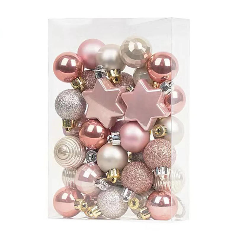 Description Picture 4 of item33pcs/set Christmas Balls Christmas Tree Decorations Christmas Tree Ornaments 3cm Light Gold + Pink Christmas Pendant