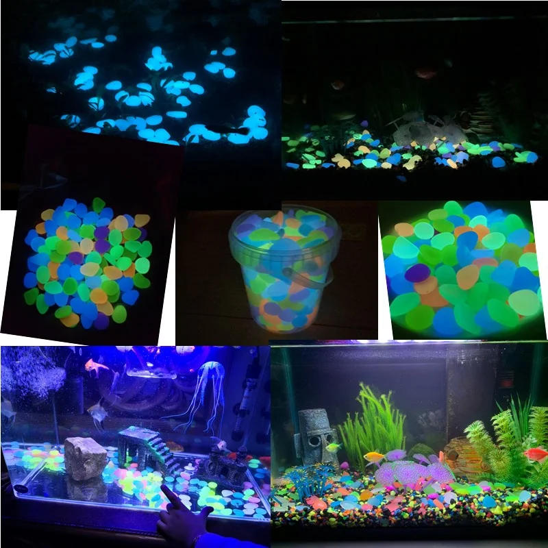 Description Picture 3 of item50Pcs Glow in the Dark Garden Pebbles For Sidewalk Garden Terrace Lawn Garden Patio Fish Tank Aquarium Decoration Glow Stone