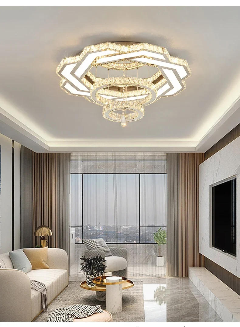 Description Picture 5 of itemNew Luxury Crystal Chandelier Modern Living Room Chandelier Dining Room Bedroom Ceiling Light Home Decoration Lighting Fixtures