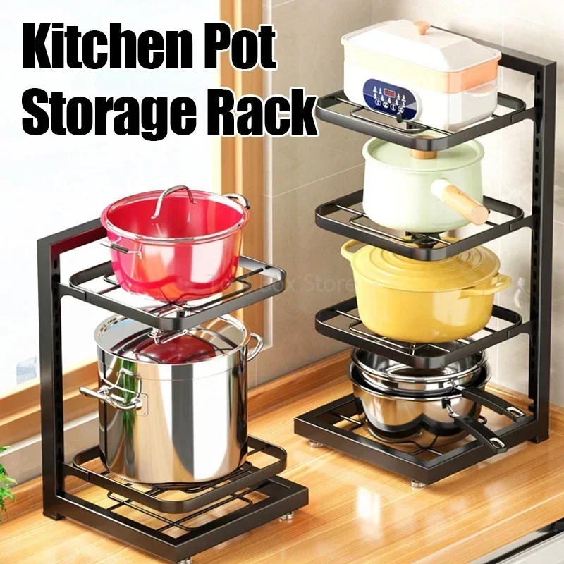 Description Picture 3 of itemNEW Multi-Layer Shelf Organizer Kitchen Pots and Pans Storage Cabinet Household Frying Pan Holder Bowl Shelf Organizer