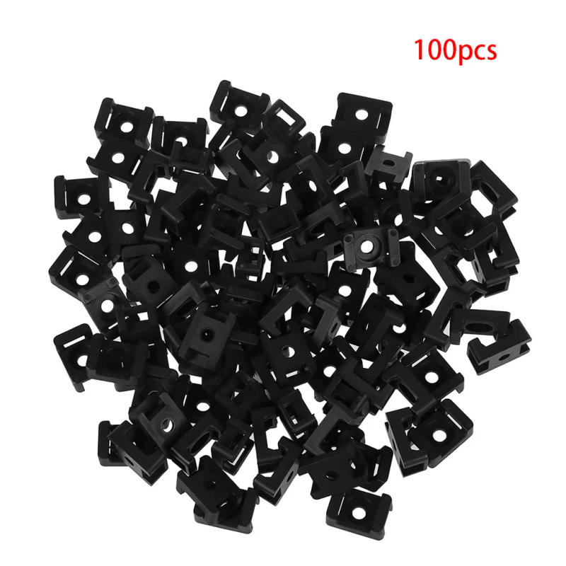 Description Picture 3 of item100/500pcs Cable Tie Mount Clips Saddle Type Wire Holder Bases Computer TV Cord Fixing Clamps