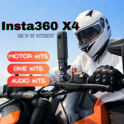 Motorcycle Kit For Insta360 X4 360 Action Camera Motor Dive Bundle 8K HDR 2.5 TouchScreen Waterproof Audio Kit With DJI MIC 2