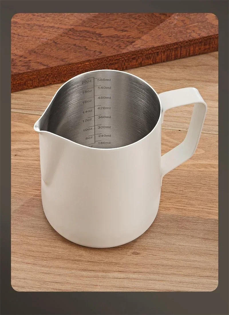 Description Picture 5 of item304 Stainless Steel Coffee Pots with Scale Coffee Milk Frothing Pitcher Jug Espresso Steaming Pitchers Milk Foam Jug Coffee tool