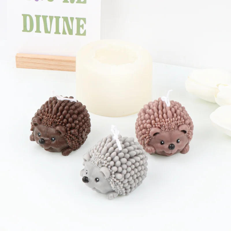 Description Picture 3 of item3D Cute Hedgehog Silicone Candle Mold DIY Cartoon Animal Soap Resin Plaster Mould Chocolate Candy Ice Making Set Home Decor Gift