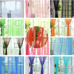 1 PCS Color Tulle Door Window Curtain Drape Panel Sheer Scarf Valances