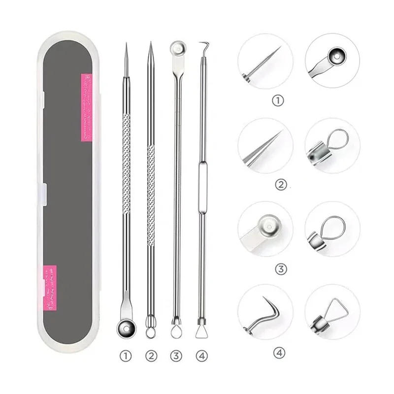 Description Picture 5 of itemBlackhead Remover Squeeze Acne Needle Tweezers Alema Blackheads Cell Clip 5 Extractor Pimples Comedon Black Dots Nose Sebum Tool