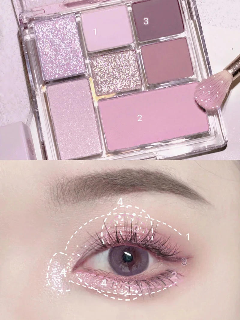 Description Picture 4 of itemSweet Cool Smoked Eyeshadow Palette Pink-black Hot Girl New 7 Colors Glitter Pearly Shadow Eyes Korean Makeup Pallet Cosmetics