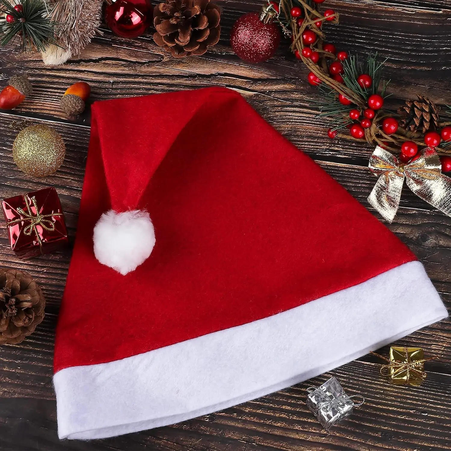 Description Picture 5 of item24/1Pcs Non-woven Christmas Hats for Adults Kids Thickened Santa Claus Xmas Hats Merry Christmas New Year Party Decoration Gifts