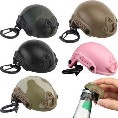 Mini Tactical Helmet Shape Keychain Hiking Camping Bottle Cap Opener Decorations Keyring Key Chain Ring Trend Gift Outdoor Tool