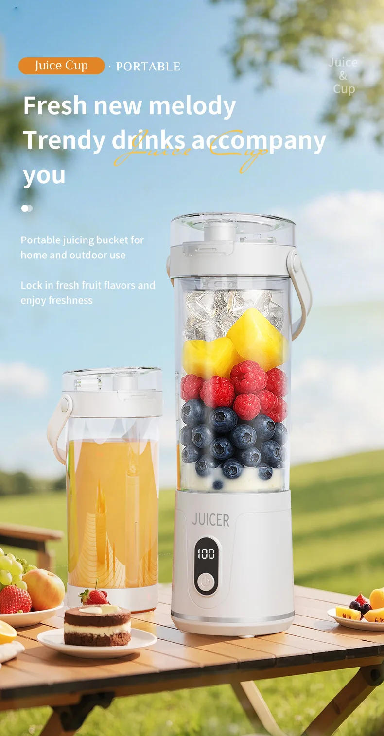 Description Picture 2 of item600ML Portable Juicing Cup Multifunctional Household Crushed Ice Juicer Outdoor USB Rechargeable Electric  Fruit Juice Machine