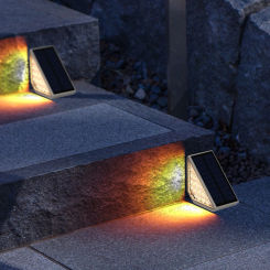 LED Solar Deck Lights IP44 Waterproof Triangle Step Lamp Anti-theft Stair Light for Stair Deck Front Step Front Porch and Patio