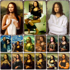 Funny Poster Mona Lisa Vintage Metal Sign Wall Art Plaque,Home,Garden,Hotel,Cafe,Bar,club,Bedroom Decoration Board Retro Gift