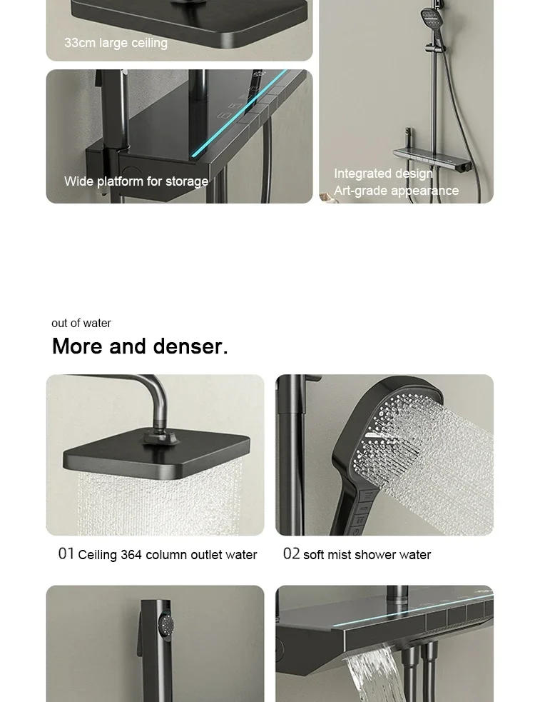 Description Picture 6 of itemPiano Keys Shower System Set Ambient Light Temperature Display Modern Showers For Bathroom Household Head