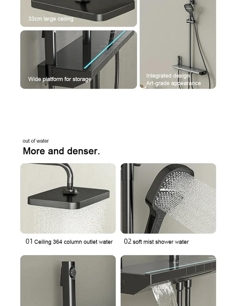 Description Picture 6 of itemPiano Keys Shower System Set Ambient Light Temperature Display Modern Showers For Bathroom Household Head