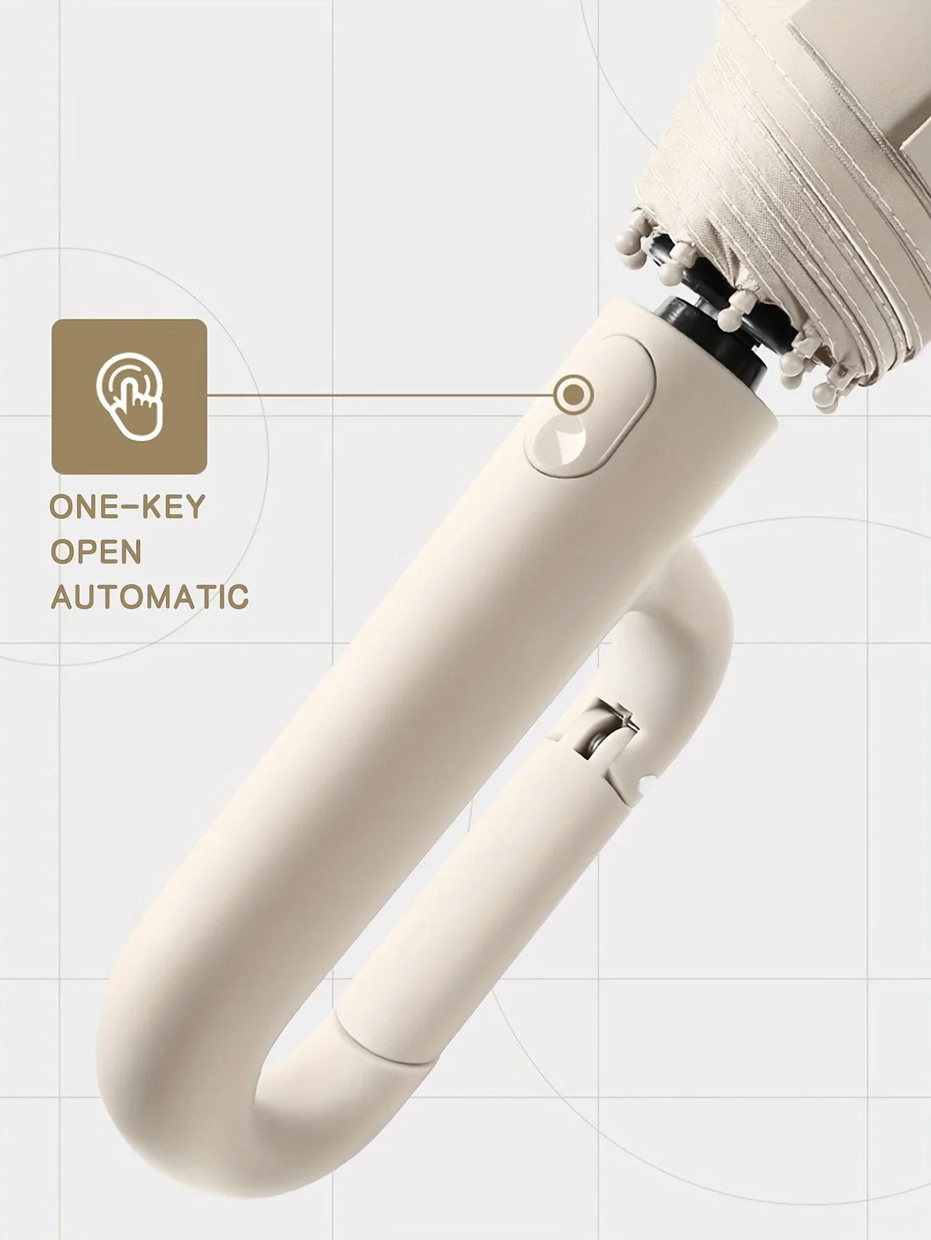 Description Picture 3 of item30 Bones Windproof Strong 105CM  Automatic Folding Umbrella for , Large Buckle Handle Wind and Water Resistant