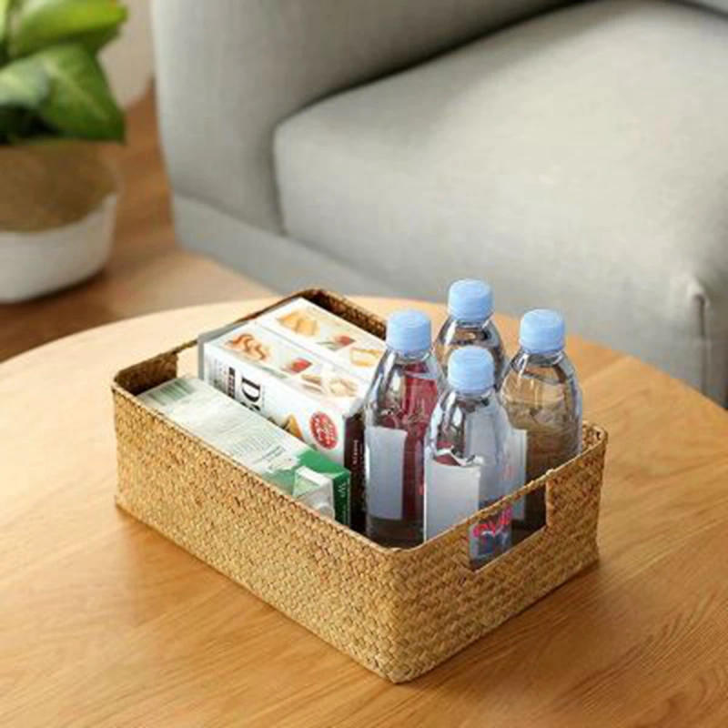 Description Picture 5 of itemZerolife Natural Large Woven Seagrass Basket Of Straw Wicker For Home Table Fruit Bread Towels Small Kitchen Storage Container