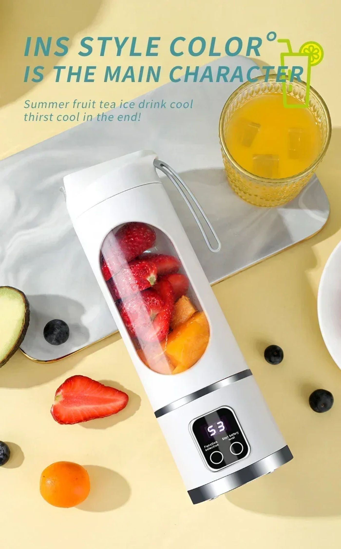 Description Picture 6 of itemElectric Juicer Mini Portable Blender Fruit Mixers Fruit Extractors Multifunction Juice Maker Machine Blender Smoothies Mixer