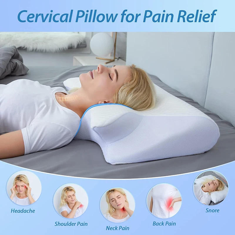 Description Picture 6 of item1pc Memory Foam Cervical Pillow, 2 in 1 Ergonomic Contour Orthopedic Pillow for Neck Pain, Contoured Support Pillows,Neck Pillow