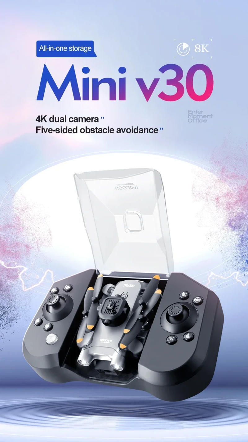 Description Picture 5 of item4DRC V30 Mini Drone with Camera HD 8K FPV RC Drones Profesional Five-sided Obstacle Avoidance Helicopter Dron Toy Gift New