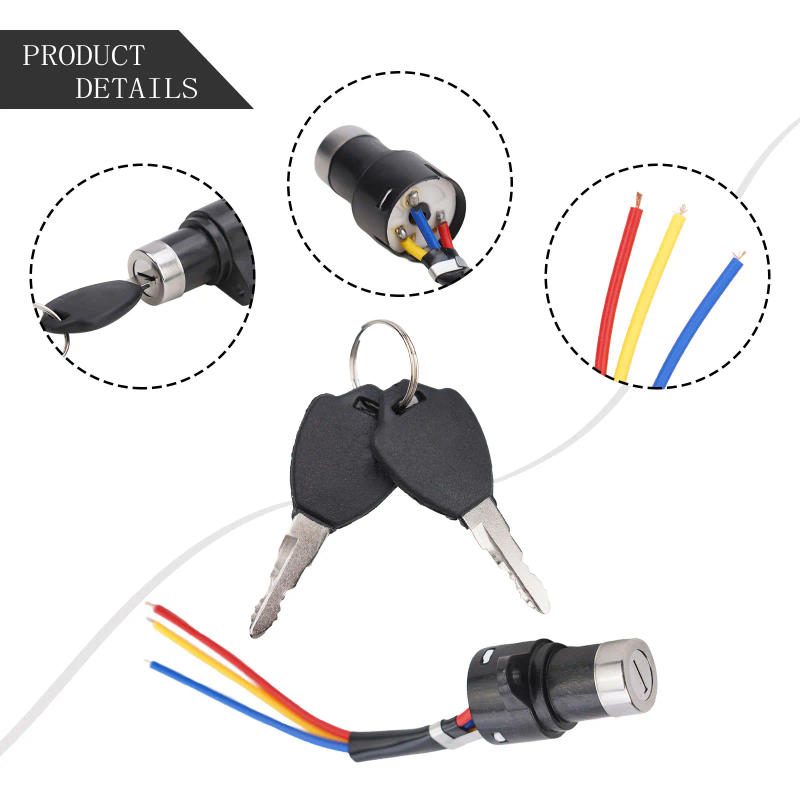Description Picture 6 of itemE-Bike Ignition Key Switch 3 Wire Position For Electric Scooter Lock+Key Ignition Key Switch Electric Bicycle Accessories