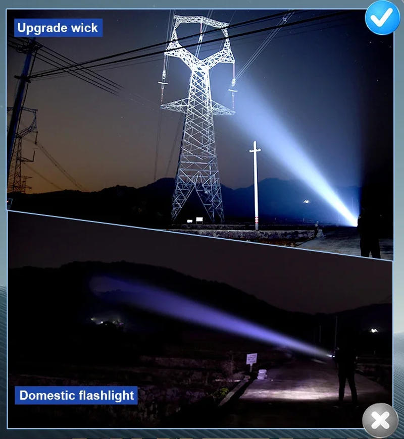 Description Picture 5 of itemPortable High Power Led Flashlights USB Rechargeable Tactical Torch With Display Screen Camping Fishing Emergency Zoom Lantern