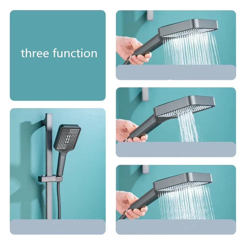 Description Picture 3 of itemShower Faucet Set Bathroom Wall Mounted Gray Solid Brass Big Plate Bathtub=