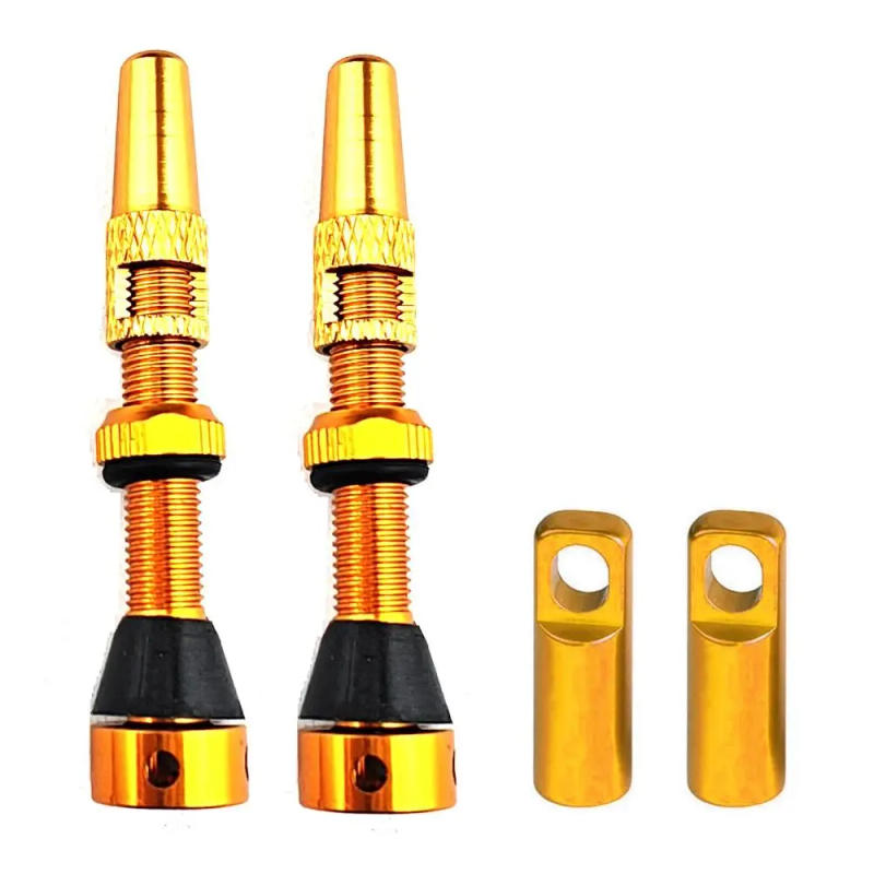 Description Picture 6 of item1 Pair 40mm/44mm/60mm Tubeless Tire Valves CNC Technology Aluminum Alloy French Style Valve Sealant Compatible Brass Core