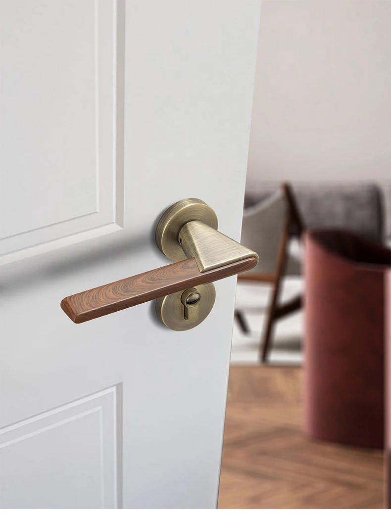 Description Picture 5 of item1 Set Zinc Alloy Door Lock, Indoor Bedroom, Room Split Wooden Door Lock,Silent Magnetic Suction Door Handle,Hardware Accessories