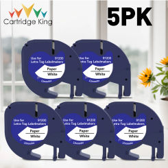 5PK 91200 91201 12267 Compatible Dymo Letrratag Tape 12mm 91202 91203 91204 91205 Dymo Labeling Tape for Dymo LT-100H Printer